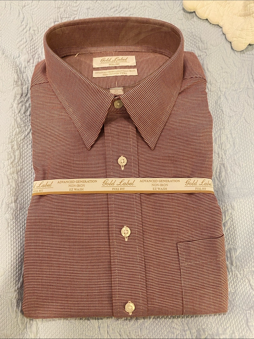 Roundtree & Yorke Men's Burgundy Micro-Check Dress Shirt